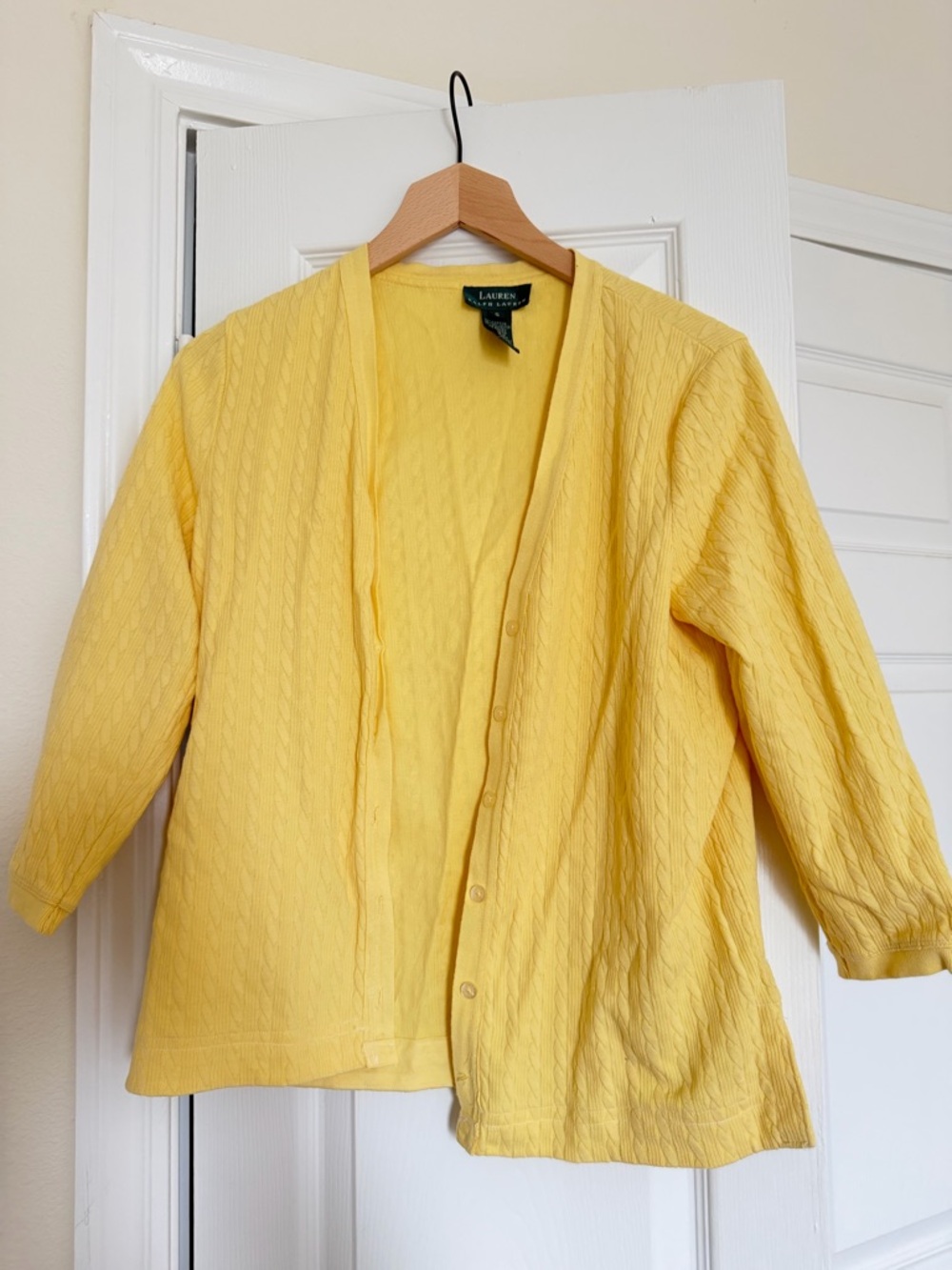 Lauren Ralph Lauren Sunny Yellow Cable-Knit Cardigan